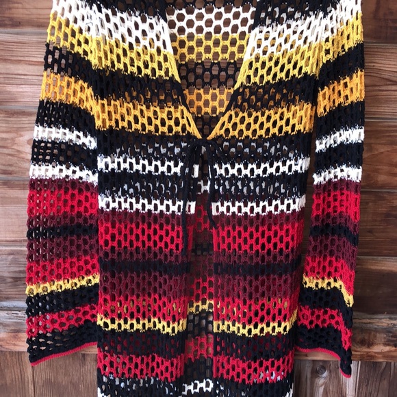 Forever21 Colorful Coachella Crochet Long Cardigan Small - Picture 3 of 5